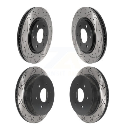 Front Rear Coated Drilled Slotted Disc Brake Rotors Kit For 2017-2023 Nissan TITAN KD-100488