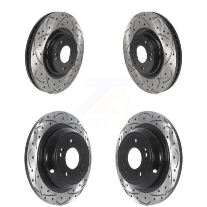 Front Rear Coated Drilled Slotted Disc Brake Rotors Kit For Hyundai Genesis KD-100490