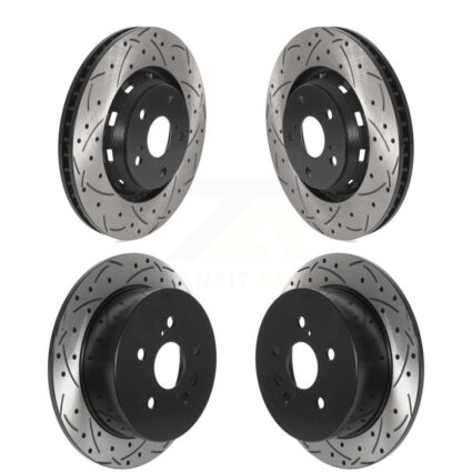 Front Rear Coated Drilled Slotted Disc Brake Rotors Kit For 2009-2016 Toyota Venza KD-100494