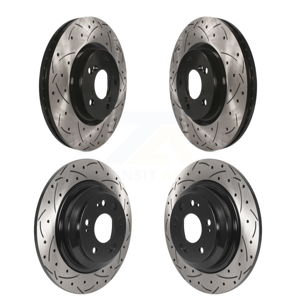 Front Rear Coated Drilled Slotted Disc Brake Rotors Kit For 2009-2014 Acura TL KD-100495