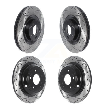 Front Rear Coated Drilled Slotted Disc Brake Rotors Kit For Hyundai Genesis G80 Kia K900 KD-100496