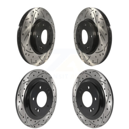 Front Rear Coated Drilled Slotted Disc Brake Rotors Kit For Kia Forte5 Hyundai Elantra GT KD-100497