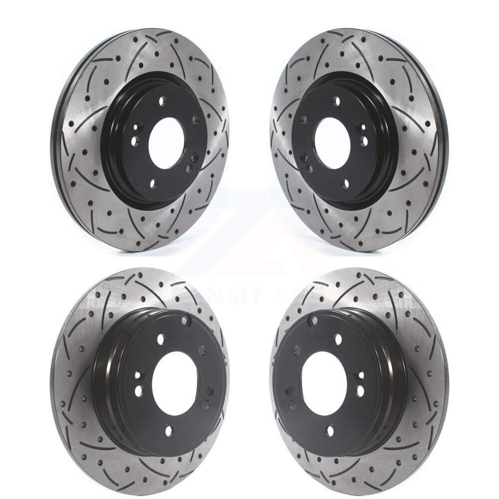 Front Rear Coated Drilled Slotted Disc Brake Rotors Kit For Hyundai Sonata Kia Optima KD-100511