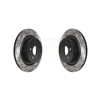 Rear Coated Drilled Slotted Disc Brake Rotors Pair For INFINITI G37 G35 Q60 KD-100532