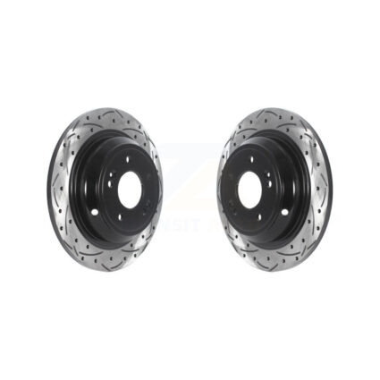 Rear Coated Drilled Slotted Disc Brake Rotors Pair For Hyundai Genesis G80 Kia K900 KD-100535