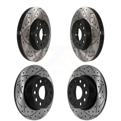 Front Rear Coated Drilled Slotted Disc Brake Rotors Kit For Volkswagen Jetta Taos KD-100572
