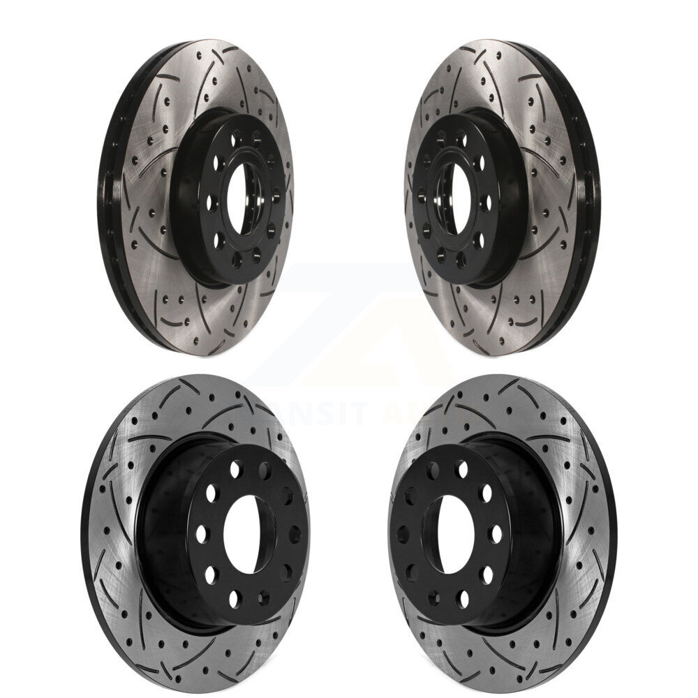 Front Rear Coated Drilled Slotted Disc Brake Rotors Kit For Volkswagen Jetta Taos KD-100572