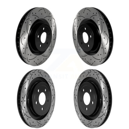 Front Rear Coated Drilled Slotted Disc Brake Rotors Kit For Ford Mustang KD-100573