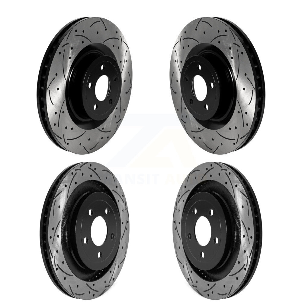 Front Rear Coated Drilled Slotted Disc Brake Rotors Kit For Ford Mustang KD-100573