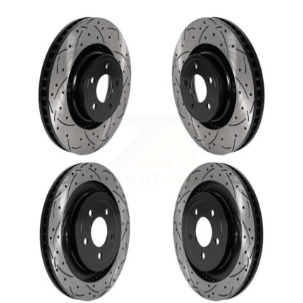Front Rear Coated Drilled Slotted Disc Brake Rotors Kit For Ford Mustang KD-100574