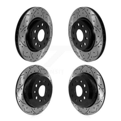 Front Rear Coated Drilled Slotted Disc Brake Rotors Kit For Jeep Wrangler KD-100576