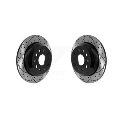 Rear Coated Drilled Slotted Disc Brake Rotors Pair For Jeep Wrangler KD-100590