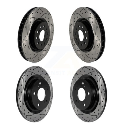 Front Rear Coated Drilled Slotted Disc Brake Rotors Kit For 2017-2020 Honda Civic Type R KD-100593