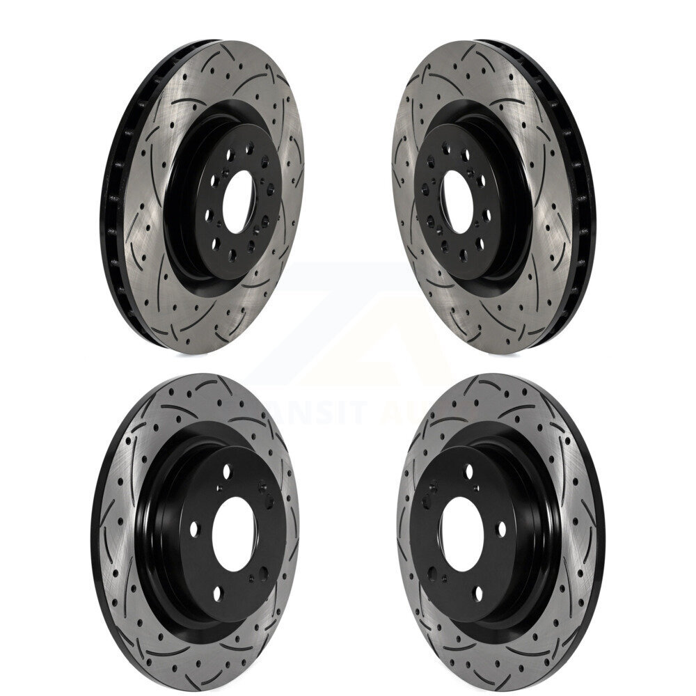 Front Rear Coated Drilled Slotted Disc Brake Rotors Kit For 2017-2020 Honda Civic Type R KD-100593