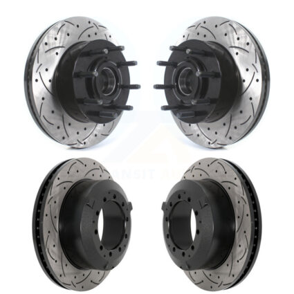 Front Rear Drilled Slot Brake Rotors Kit For Ford F-350 Super Duty With Single Wheels KD-100615