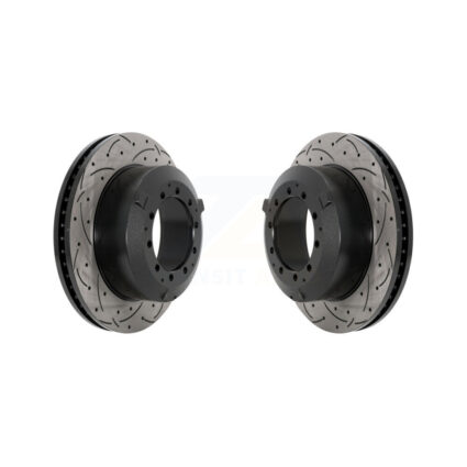 Rear Drilled Slot Brake Rotor Pair For Ford F-350 Super Duty F-450 F-550 International Ram KD-100617