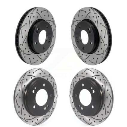 Front Rear Coated Drilled Slotted Disc Brake Rotors Kit For Hyundai Elantra KD-100618
