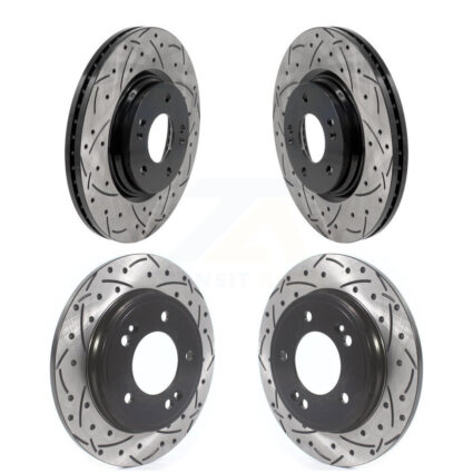 Front Rear Coated Drilled Slot Disc Brake Rotors Kit For 2021-2023 Hyundai Elantra N Line KD-100619