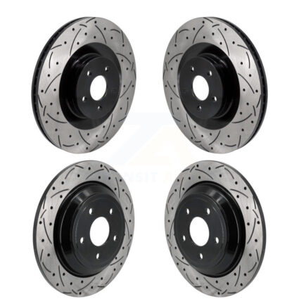 Front Rear Coated Drilled Slotted Disc Brake Rotors Kit For 2016-2018 Ford Focus RS KD-100620