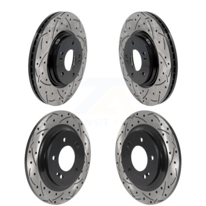 Front Rear Coated Drilled Slotted Disc Brake Rotors Kit For Hyundai Sonata Kia K5 KD-100624