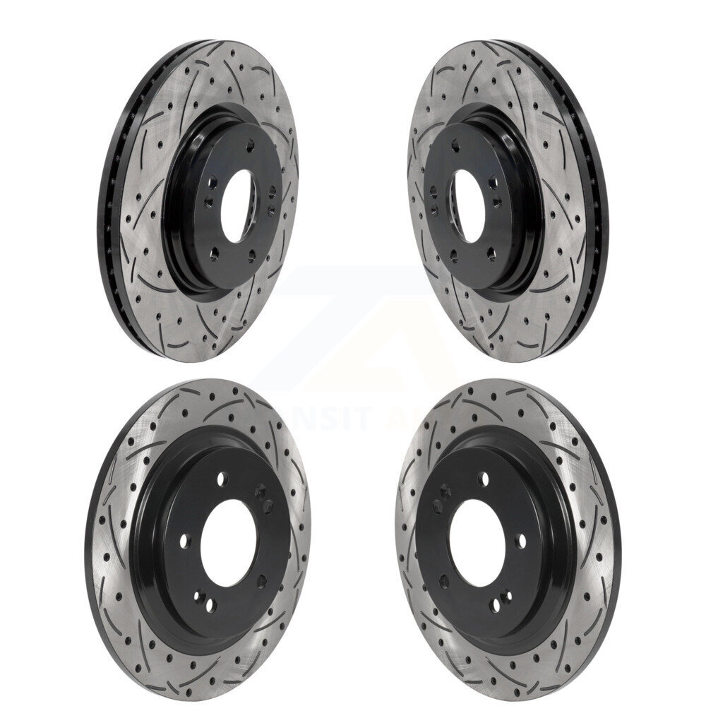 Front Rear Coated Drilled Slotted Disc Brake Rotors Kit For Hyundai Sonata Kia K5 KD-100624