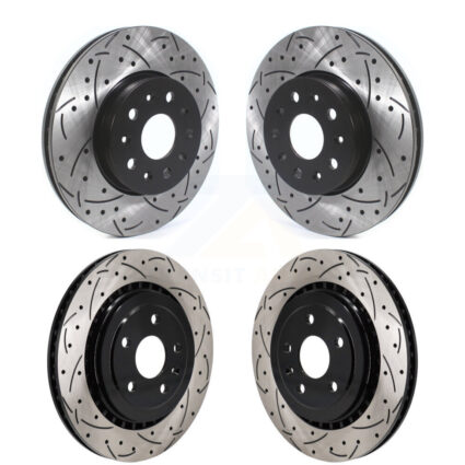 Front Rear Coated Drilled Slot Disc Brake Rotor Kit For 2016 Chevrolet Camaro SS with 3.6L KD-100625