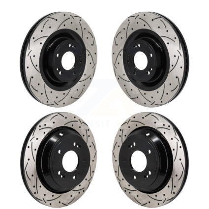 Front Rear Coated Drilled Slotted Disc Brake Rotors Kit For Hyundai Equus Kia K900 KD-100646
