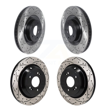 Front Rear Coated Drilled Slotted Disc Brake Rotors Kit For 2011 Hyundai Equus KD-100647