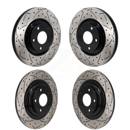 Front Rear Coated Drilled Slotted Disc Brake Rotors Kit For 2016-2023 Mazda CX-9 KD-100648