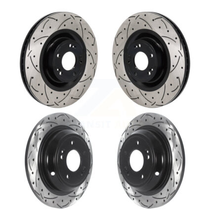 Front Rear Coated Drilled Slotted Disc Brake Rotors Kit For Hyundai Genesis G80 5.0L KD-100650