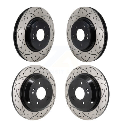 Front Rear Coated Drilled Slotted Disc Brake Rotors Kit For Genesis G70 Kia Stinger KD-100651