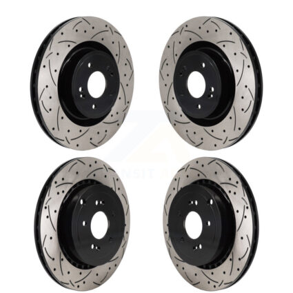 Front Rear Coated Drilled Slotted Disc Brake Rotors Kit For Kia Stinger Genesis G70 KD-100652