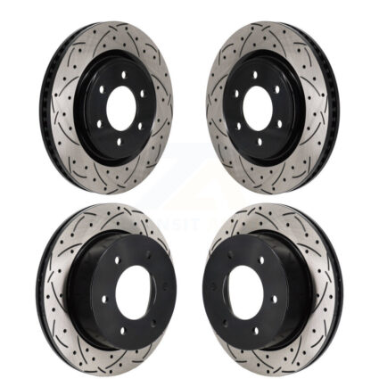 Front Rear Coated Drilled Slotted Disc Brake Rotors Kit For 2022-2024 Ford Bronco 3.0L KD-100668