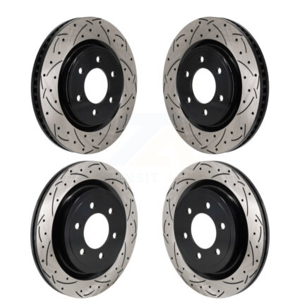Front Rear Coated Drilled Slotted Disc Brake Rotors Kit For Ford F-150 KD-100669