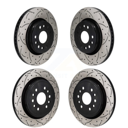 Front Rear Coated Drilled Slotted Disc Brake Rotors Kit For Ram 1500 Jeep Wagoneer Grand L KD-100671