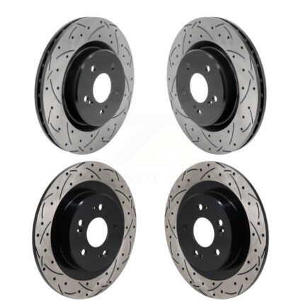 Front Rear Coated Drilled Slotted Disc Brake Rotors Kit For 2021-2023 Acura TLX 2.0L KD-100673