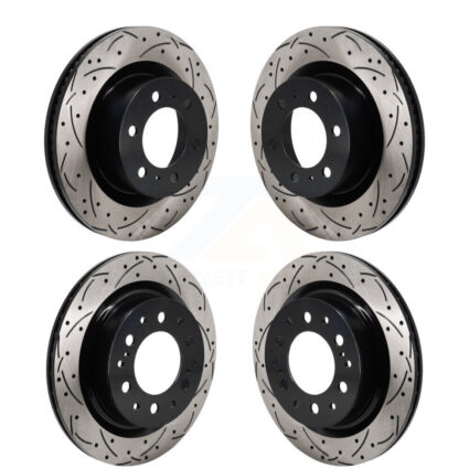 Front Rear Coated Drilled Slot Disc Brake Rotors Kit For Toyota Tundra Sequoia Lexus LX600 KD-100674