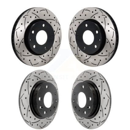 Front Rear Coated Drilled Slotted Disc Brake Rotors Kit For Mazda 3 Sport FWD KD-100679