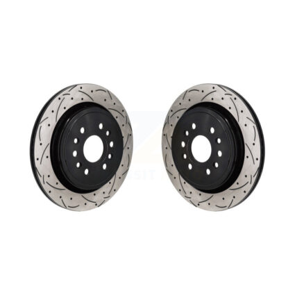 Rear Coated Drilled Slotted Disc Brake Rotors Pair For Ram 1500 Jeep Wagoneer Grand L KD-100734
