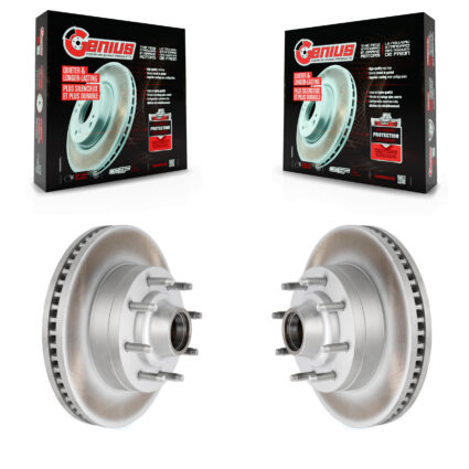 Front Coat Disc Brake Rotor Hub Pair For Ford E-350 Super Duty E-250 E-150 E-450 Econoline KG-100009