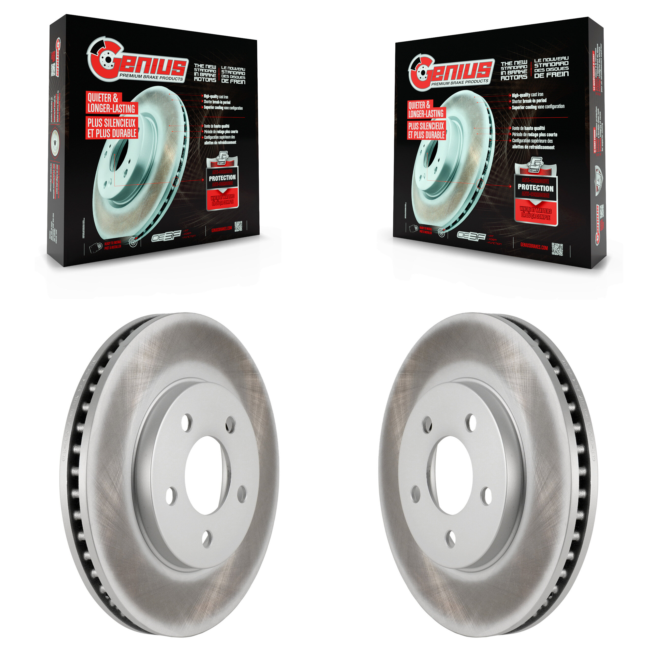 Front Coated Disc Brake Rotors Pair For 2005-2010 Ford Mustang Base KG-100085