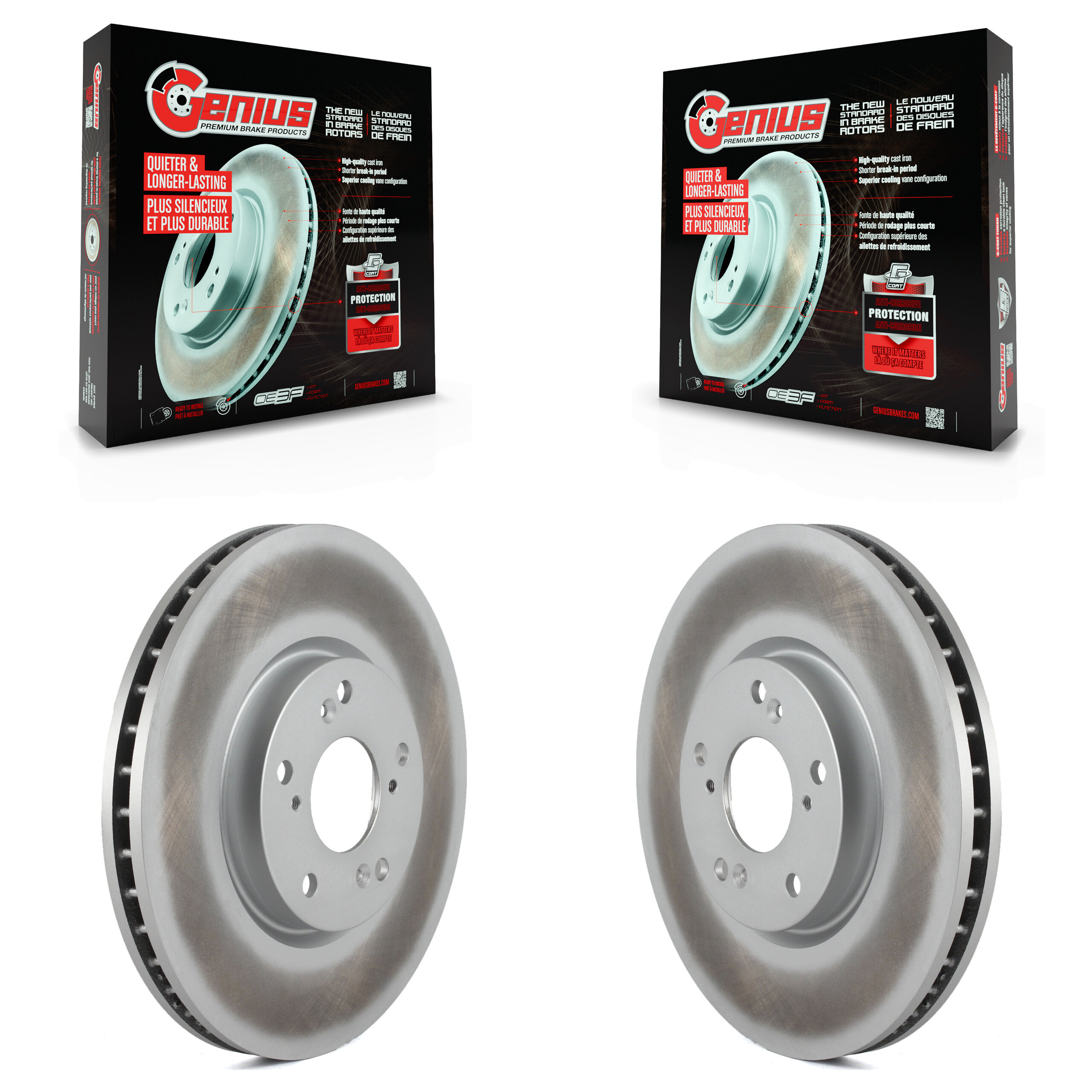 Front Coated Disc Brake Rotors Pair For 2004-2005 Acura TL Automatic transmission KG-100208