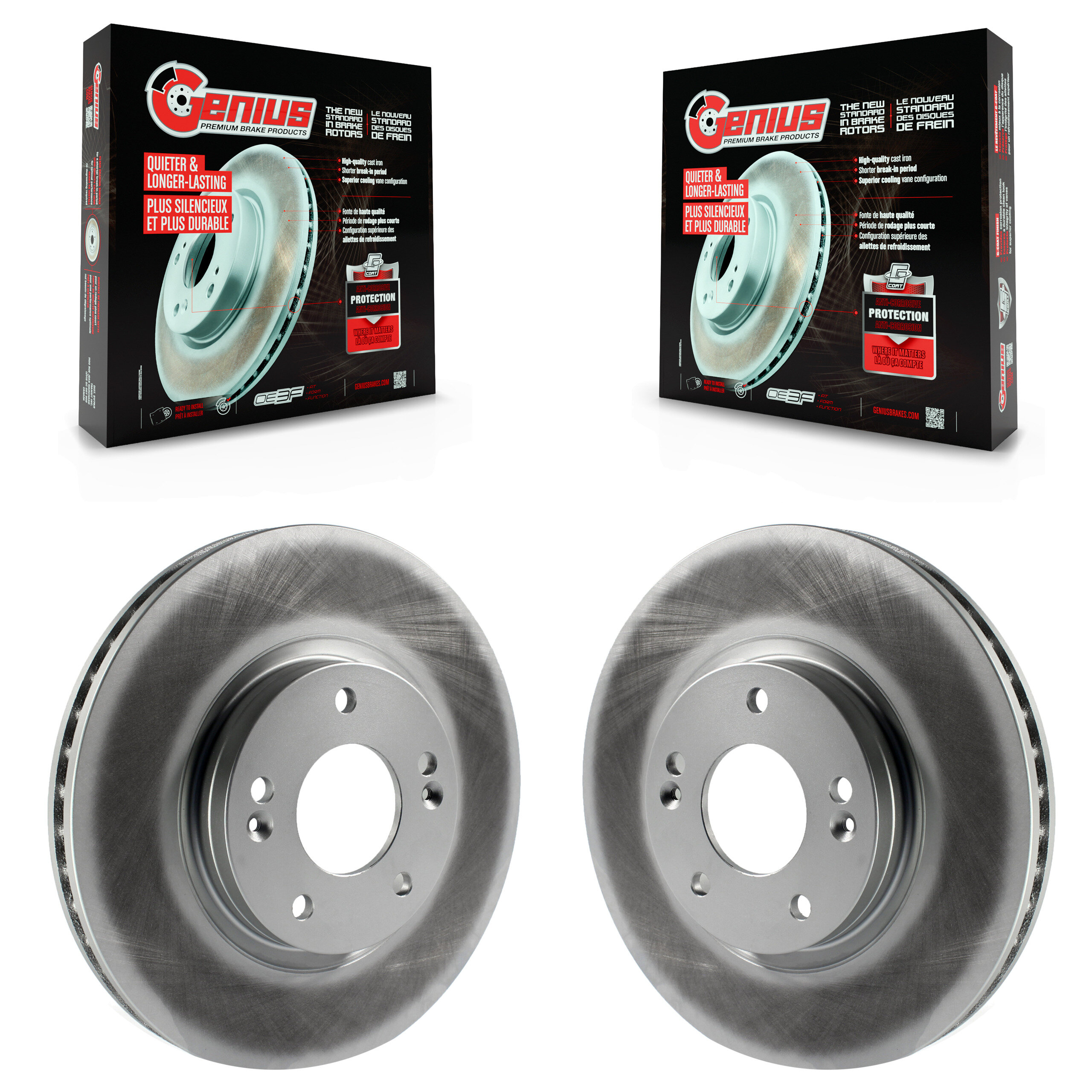 Front Coated Disc Brake Rotors Pair For 2007-2009 Hyundai Santa Fe KG-100280