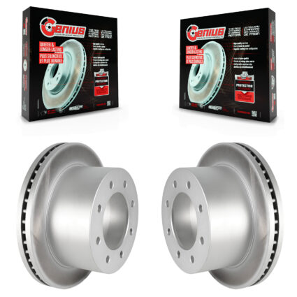 Rear Coated Disc Brake Rotors Pair For 2011-2019 GMC Sierra 3500 HD Chevrolet Silverado KG-100417