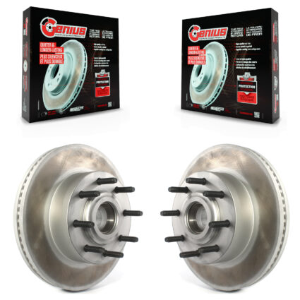 Front Coated Disc Brake Rotors And Hub Assembly Pair For Ford F-350 Super Duty F-250 KG-101223