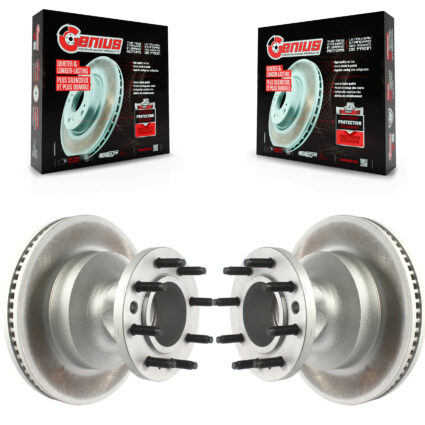Front Coated Disc Brake Rotors Hub Assembly Pair For Ford E-350 Super Duty E-450 Econoline KG-101383