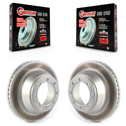 Rear Coated Disc Brake Rotors Pair For Ford E-450 Super Duty KG-101393