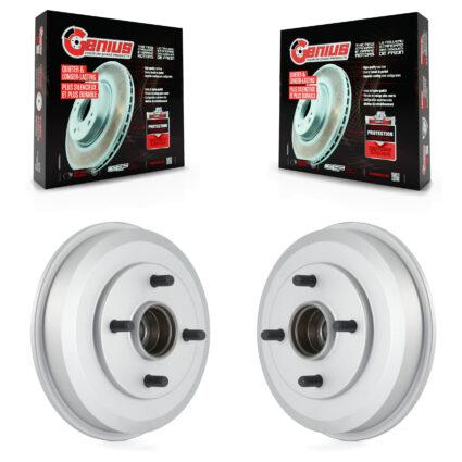 Rear Coated Brake Drums Pair For 2000-2008 Ford Focus Wheel Bearing Included KG-101402