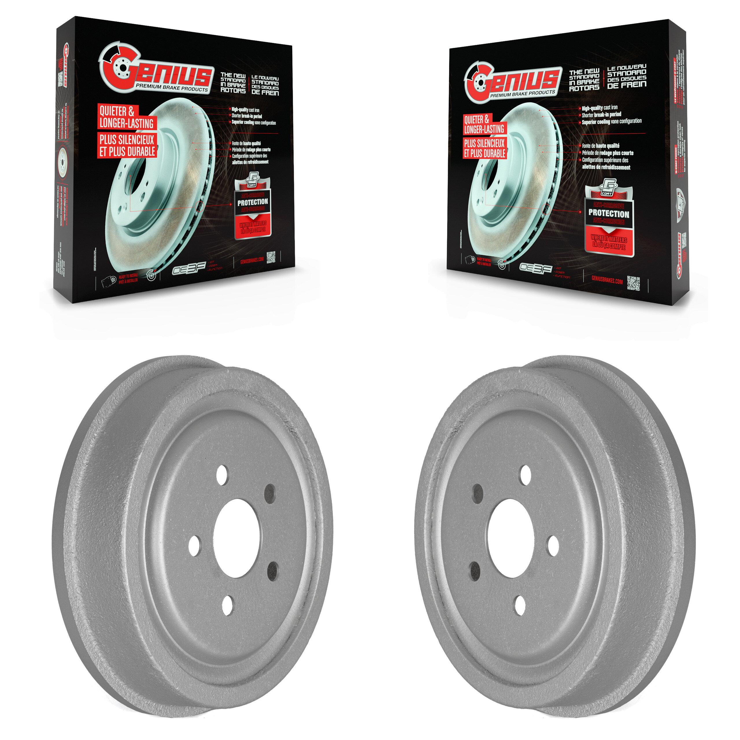 Rear Coated Brake Drums Pair For 2003-2005 Pontiac Sunfire Chevrolet Cavalier KG-101403