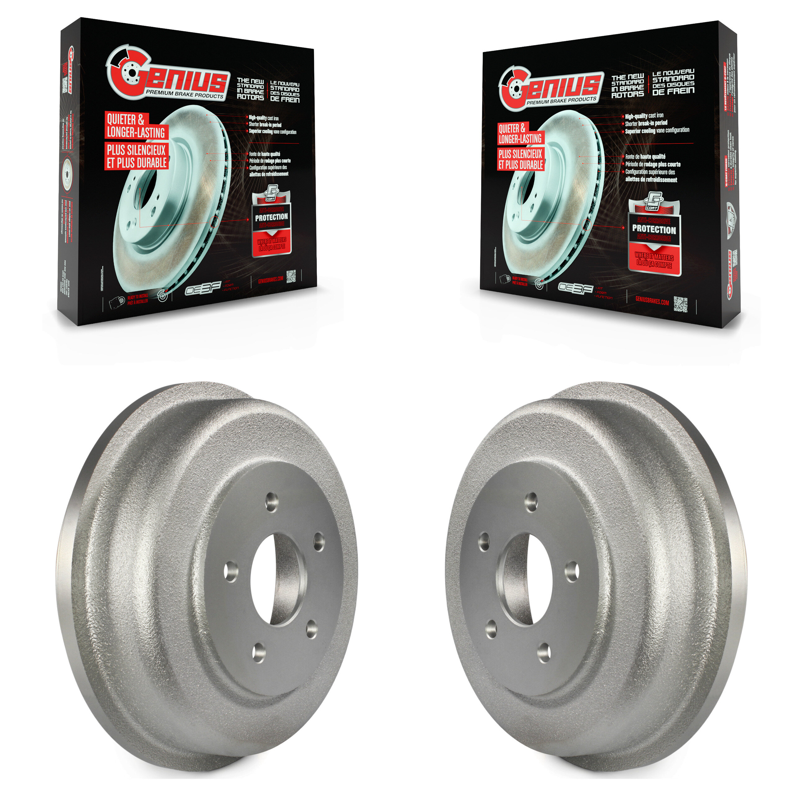 Rear Coated Brake Drums Pair For 2010-2013 Ford Transit Connect KG-101410